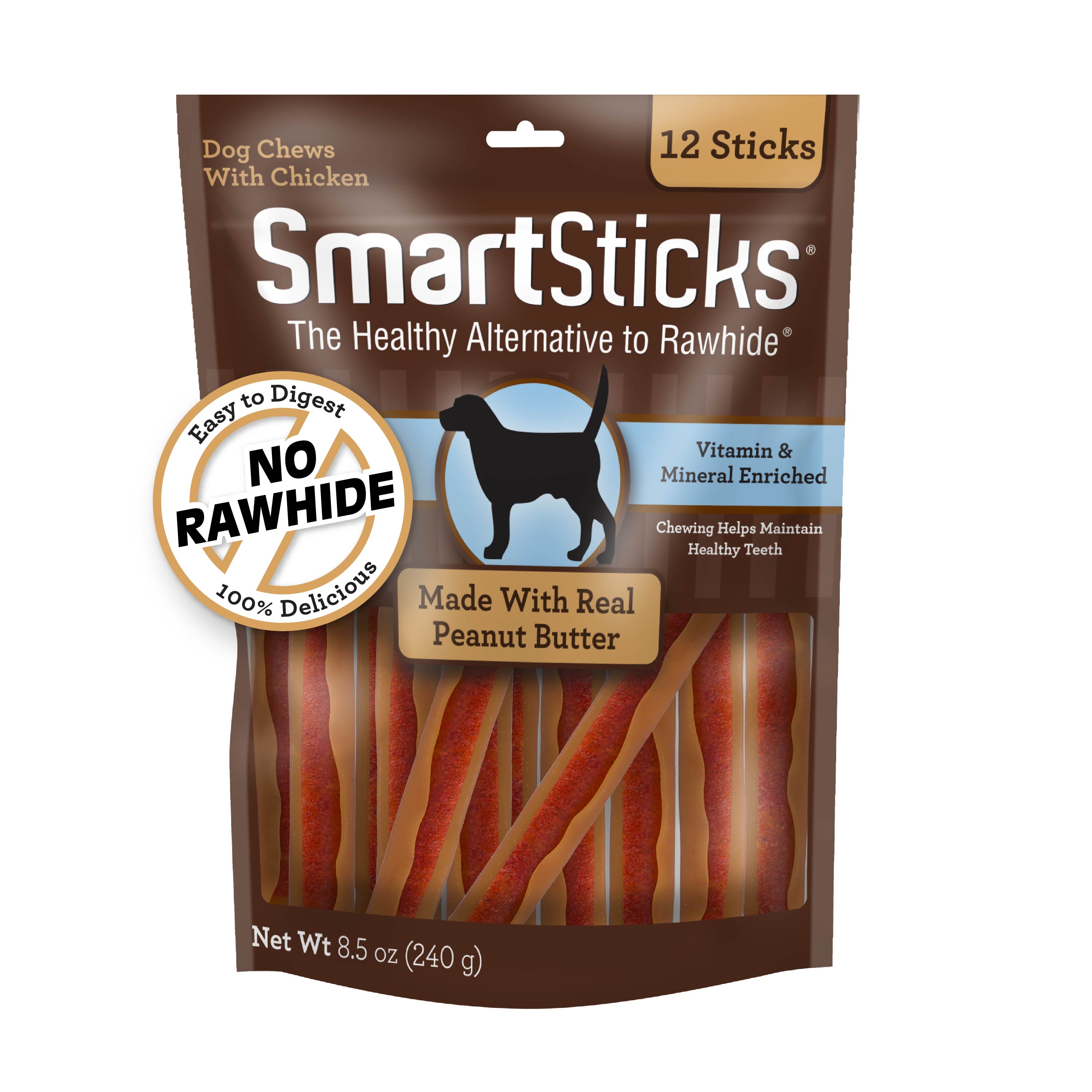 SmartBones SmartSticks With Real Peanut Butter Multi Count Rawhide Free Chews For Dogs SmartBones
